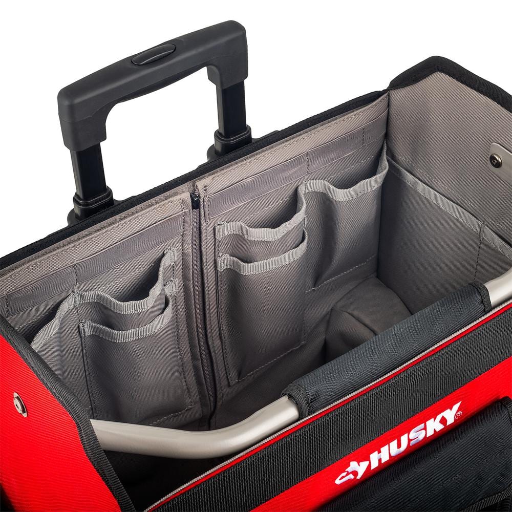 18 in. Rolling Open Tote Tool Bag with Extended Handle - Hercitys