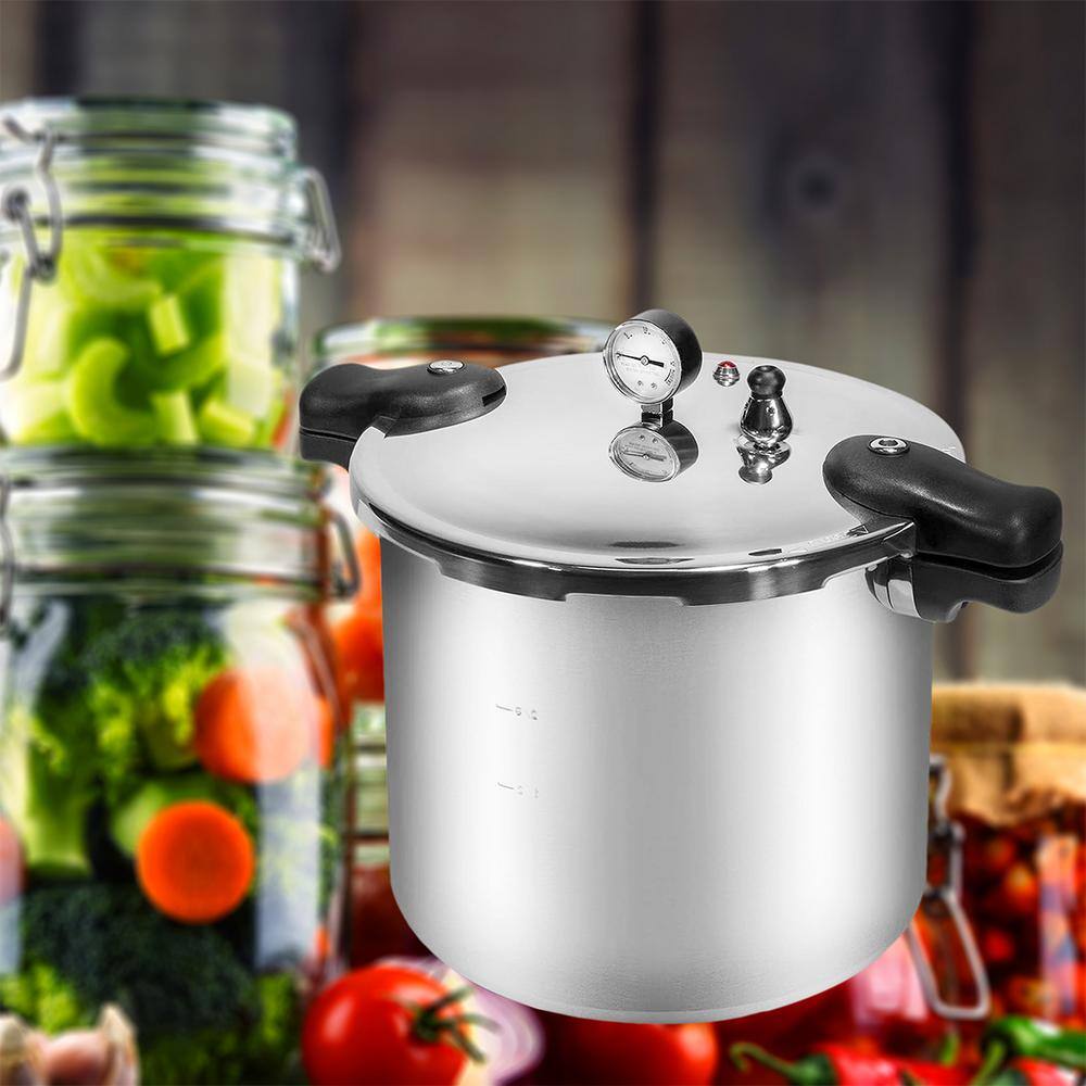 22 qt. Aluminum Stovetop Pressure Cooker With Built-in Pressure Dial Gauge - Hercitys