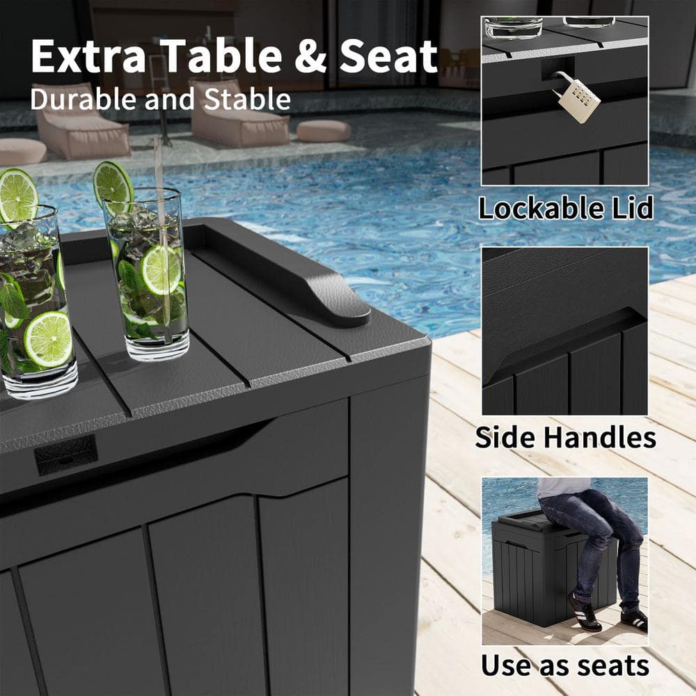 32 Gal. Mecha Style Black Polyresin Deck Box - Hercitys