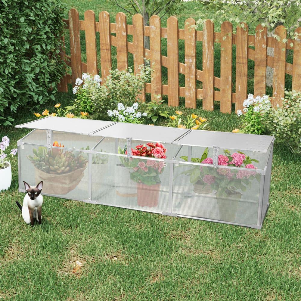 20.25 in. D x 71 in. W x 20.25 in. H Polycarbonate Greenhouse for Outdoors - Hercitys