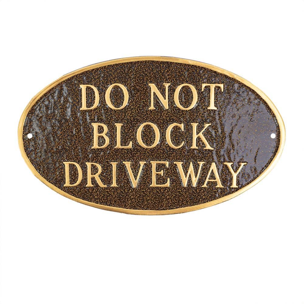 10 in. x 18 in. Large Oval Do Not Block Driveway Statement Plaque Sign-Hammered Bronze - Hercitys