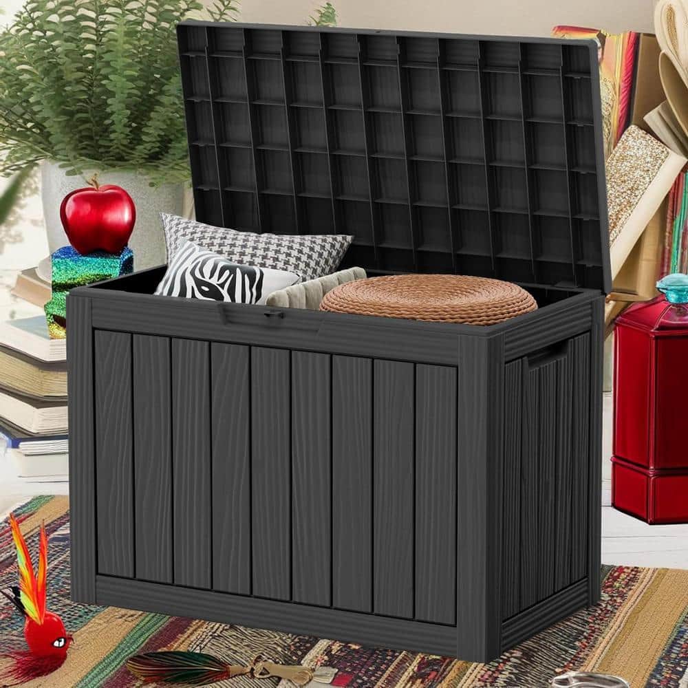 45 Gal. Black Lockable Resin Deck Box - Hercitys