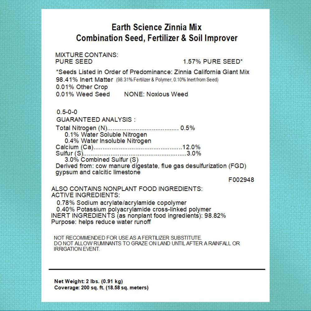 2 lbs. Zinnia All-In-One Wild Flower Mix with Seed, Plant Food and Soil Conditioners - Hercitys