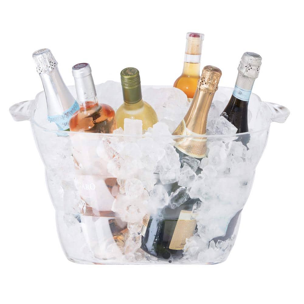 1.5 gal. 16.75 in. x 14 in. High-Quality Acrylic Crystal-Clear Square Beverage Tub with Integrated Easy Grip Handle - Hercitys