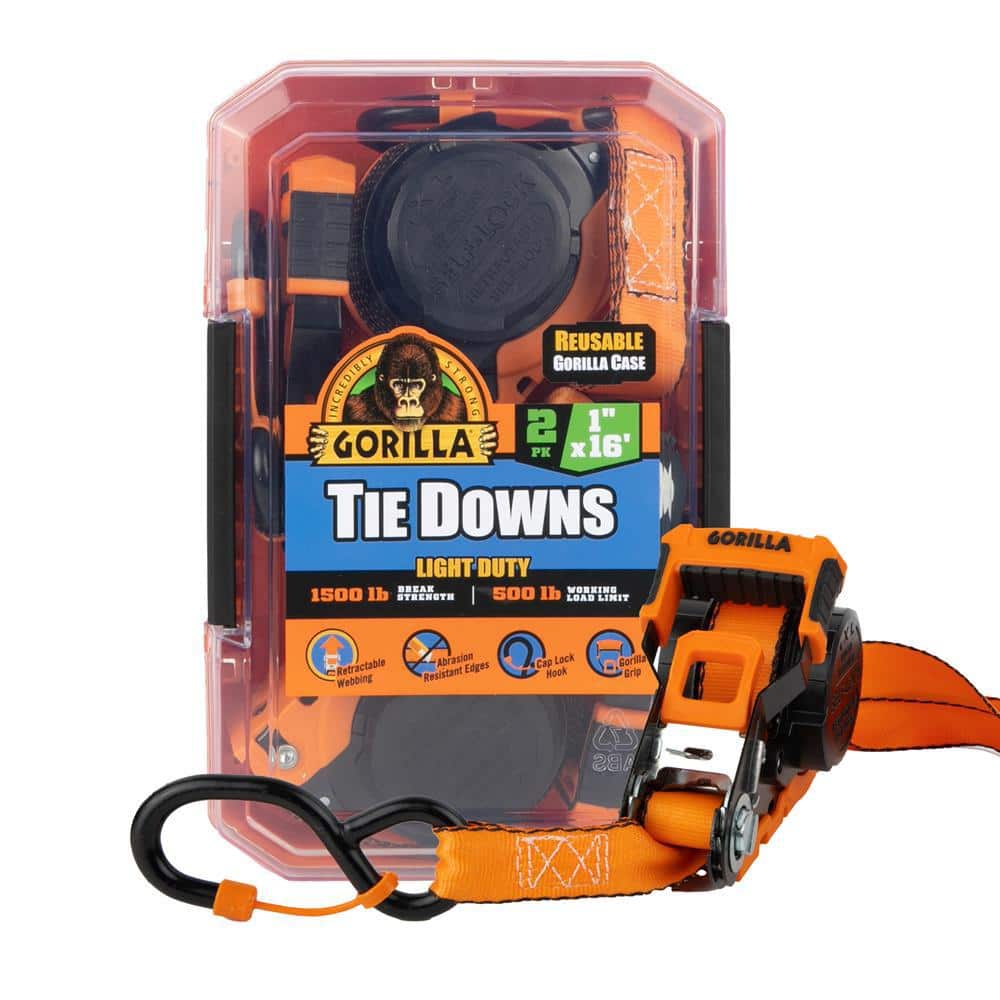 16 ft. x 1 in. Light Duty Tie Down Ratchet Strap (2-Pack) - Hercitys