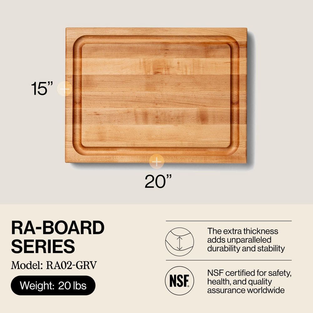 1-Piece Maple Wood Reversible Cutting Board - Hercitys