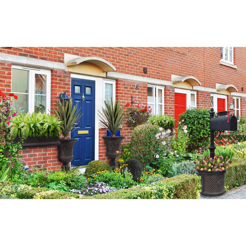 18 in. D Cast Stone Lattice Mail Box Planter in an Aged Charcoal - Hercitys