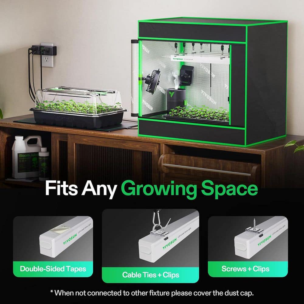 1 ft. 6W/Bar 5000K T5 Linear LED Grow Light, Full Spectrum, ‎Cool White (4-Pack) - Hercitys