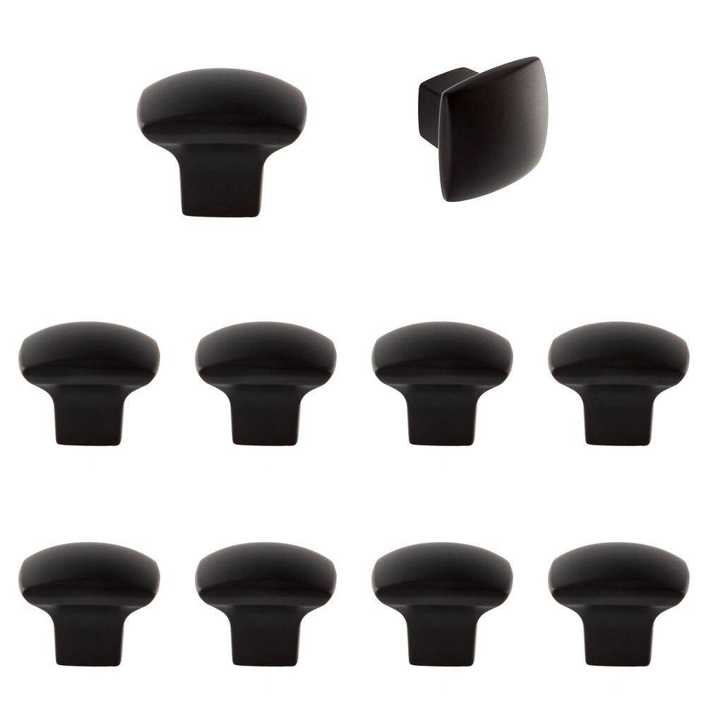 10-Pack Boise 1-1/4 in. (32 mm) Traditional Matte Black Square Cabinet Knob - Hercitys