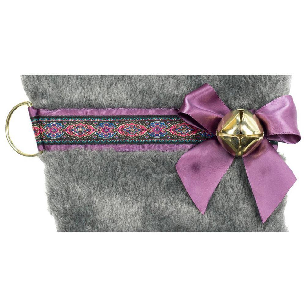 22 in. Grey Schnauzer Dog Faux Fur Christmas Stocking - Hercitys