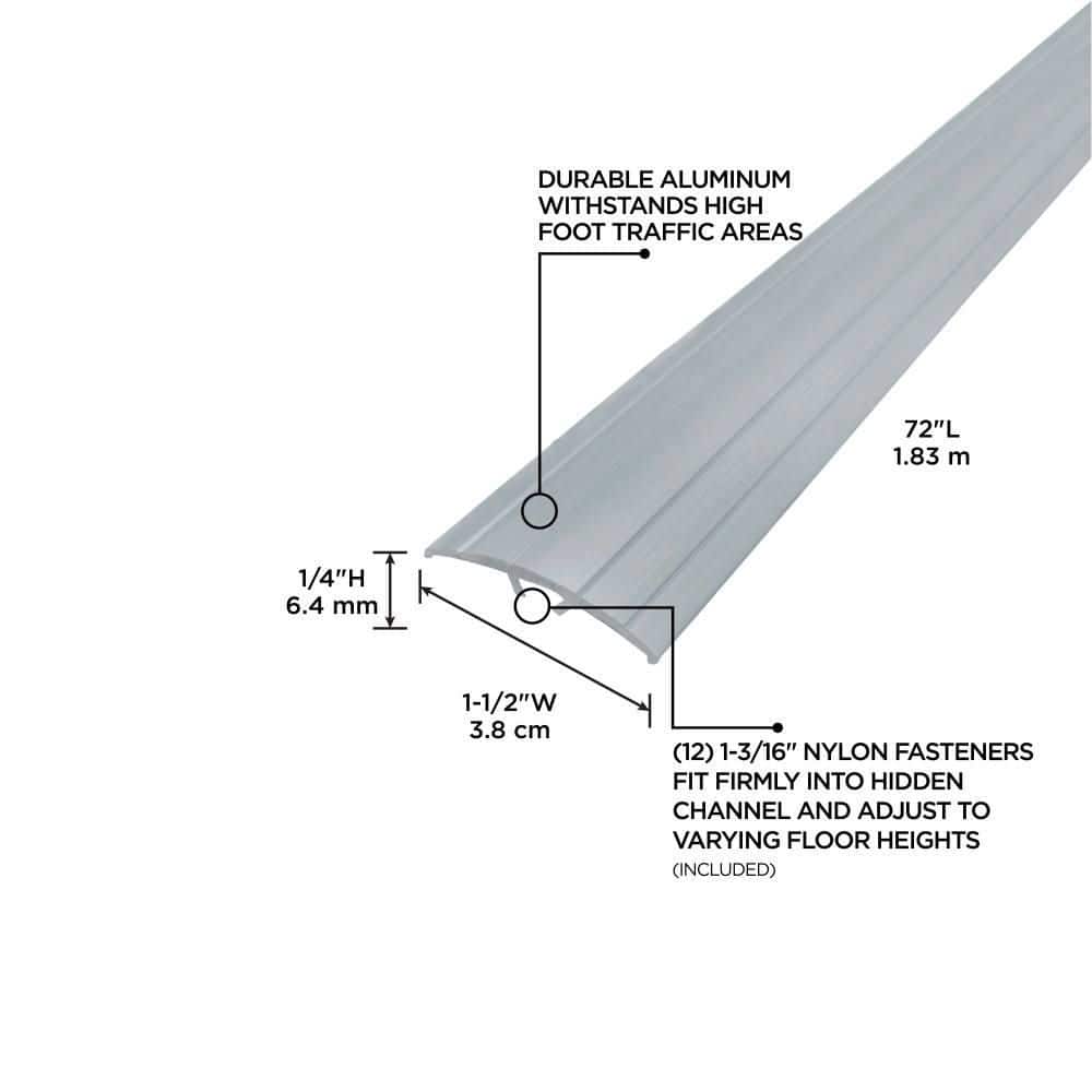 1.5 in. x 72 in. Silver MultiFloor Transitions with Hidden Fasteners - Hercitys