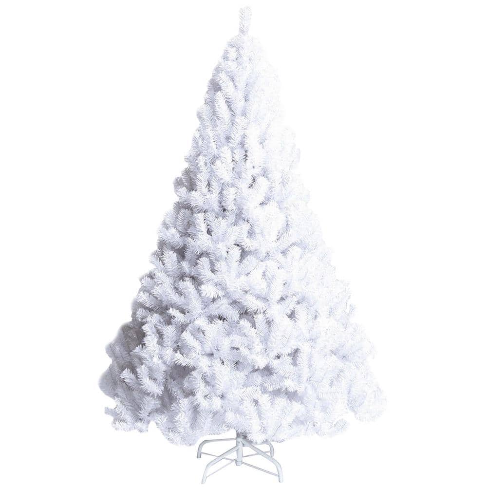 5 ft. White Unlit Full PVC Regular Artificial Christmas Tree with Solid Metal Stand - Hercitys