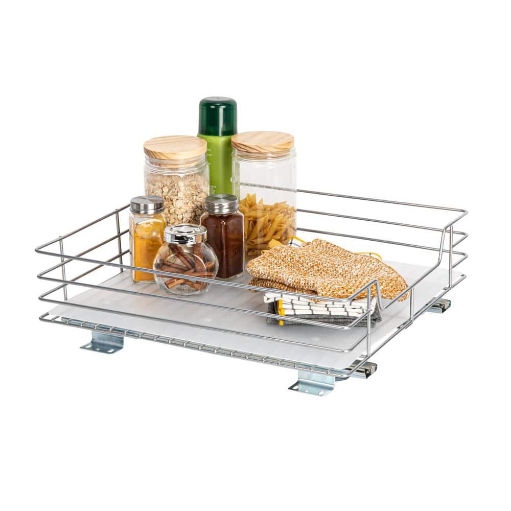 15 in. W 1-Shelf Nickel Sliding with Mounting Hardware Pantry Organizer - Hercitys
