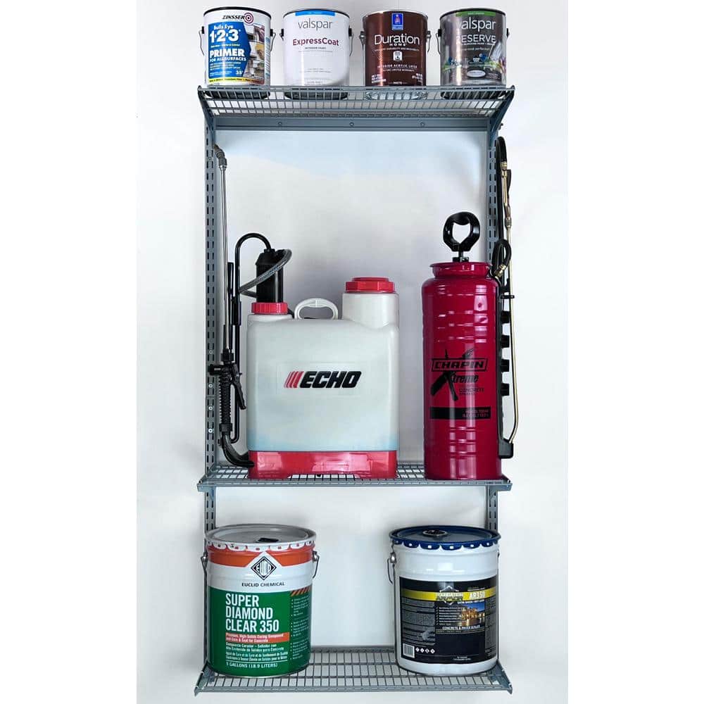 16 in. x 63 in. Steel Garage Wall Shelving in Gray - Hercitys