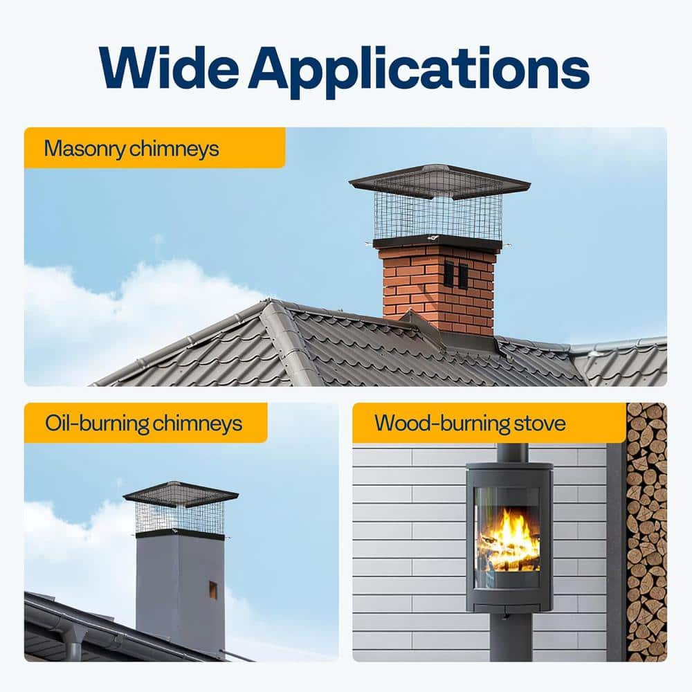 13 in. x 13 in. Square Galvanized Steel Chimney Cap with Single Bolt-on - Hercitys