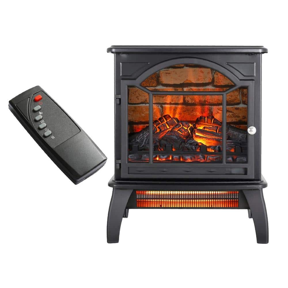 1500-Watt Black 18 in. 3D Infrared Quatz Electric Stove Heater with Automatic Shut off and Remote Control - Hercitys