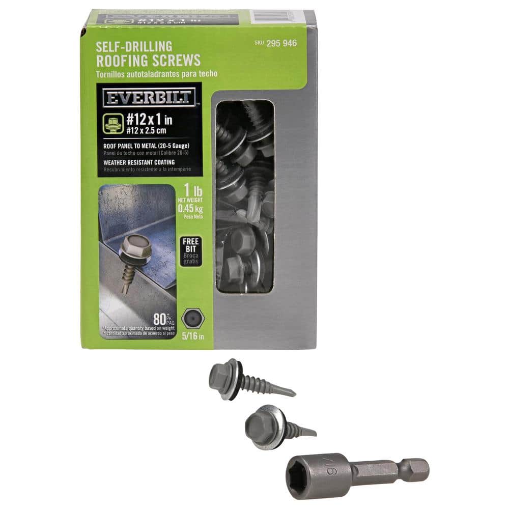 3-Pack #12 x 1 in. Flange Hex Head Hex Drive Self-Drilling Screw with Neoprene Washer (3 lb / 240-Piece) - Hercitys