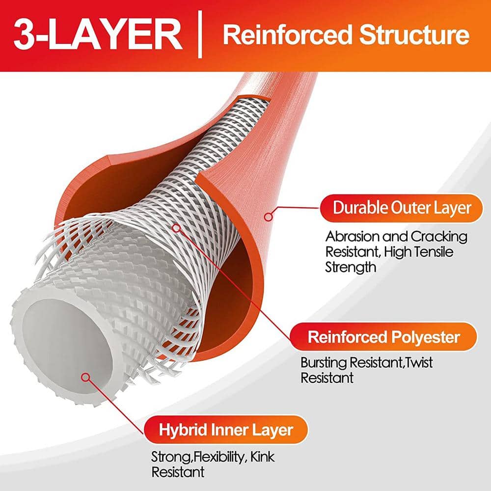 5/8 in. x 50 ft. Garden Hose Flexible and Light-Weight Water Hose, Burst 600 PSI, Kink-less Hybrid Rubber Hose - Hercitys