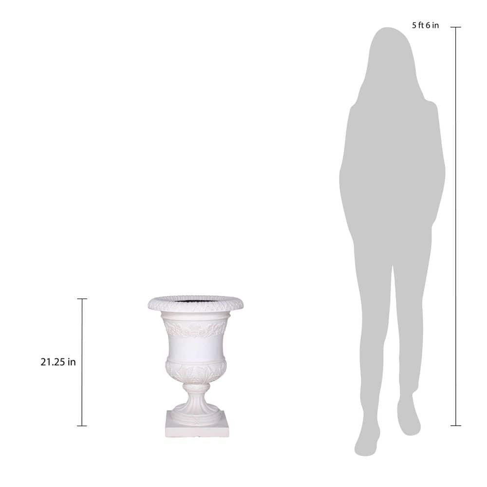 21.25 in. H Cast Stone Barrett Urn in Light Aged White Finish - Hercitys