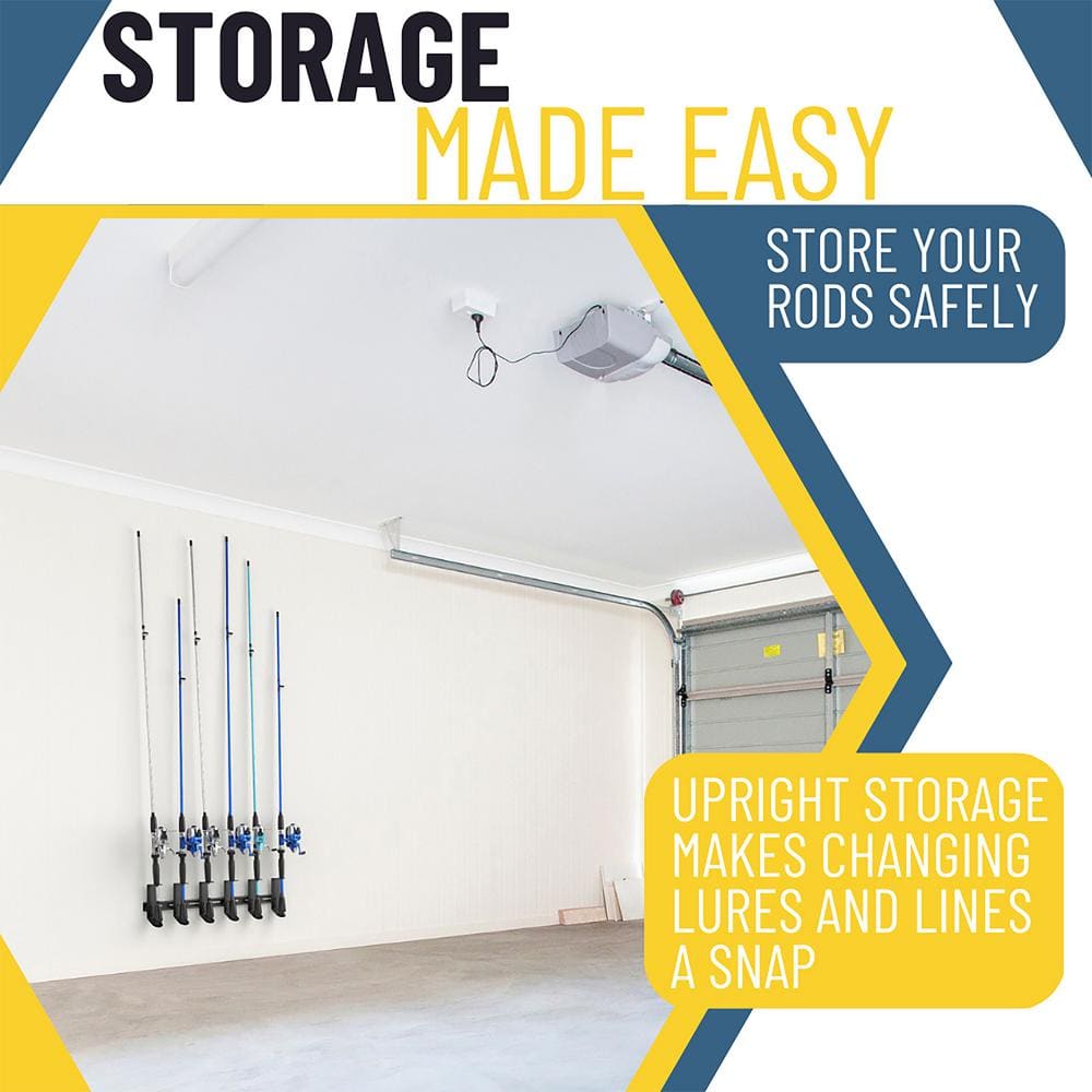 500 lbs 6 Spinning Adjustable Fishing Pole Wall Mounted Racks - Hercitys