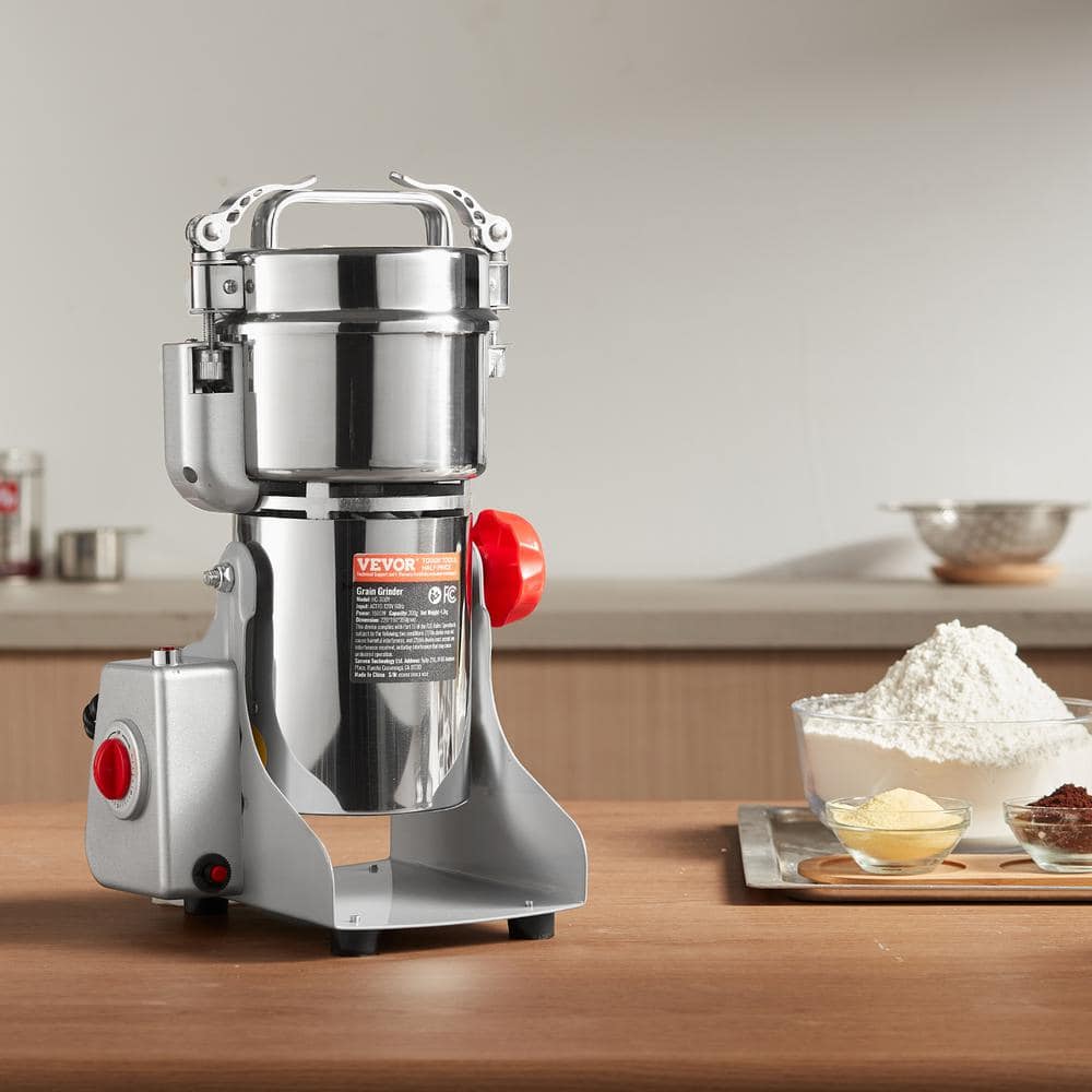 300g Electric Grain Mill Grinder, High Speed 1500-Watt Commercial Spice Grinders, Stainless Pulverize Powder Machine - Hercitys
