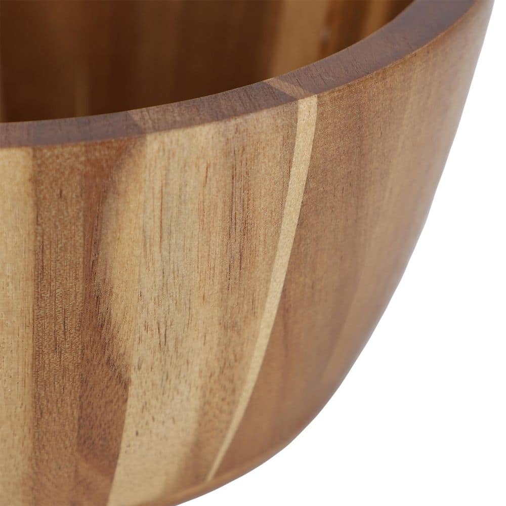 2 Piece 8.5 Inch 96 fl. oz. Light Brown Acacia Wood Salad Serving Bowl Set - Hercitys