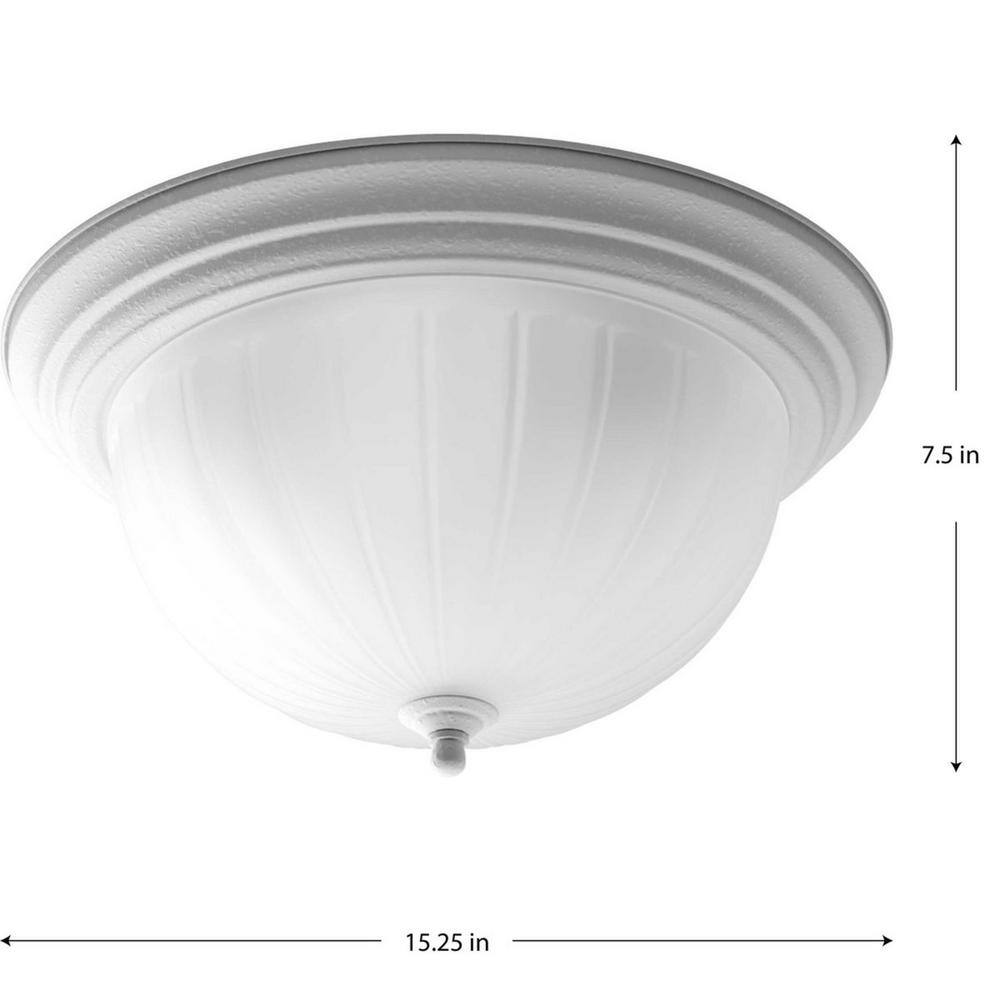 3-Light White Flush Mount with Etched Ribbed Glass - Hercitys