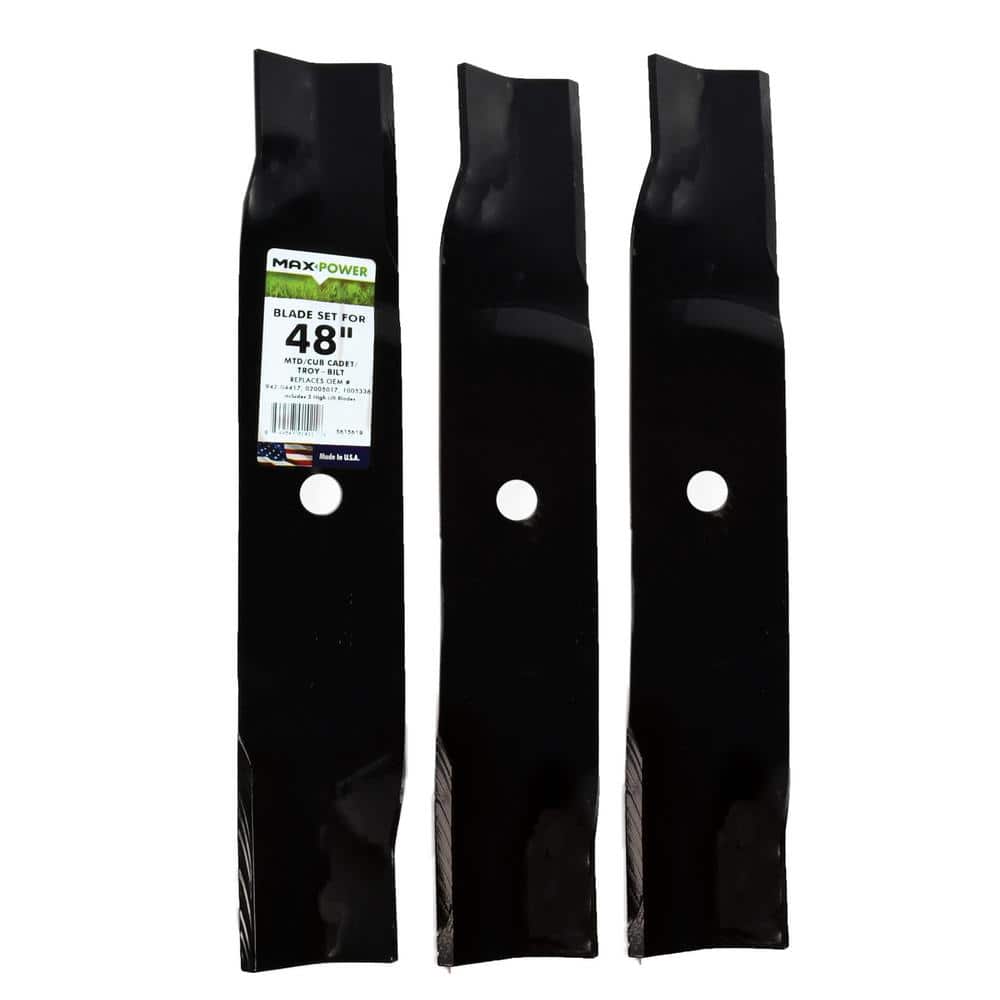 3 High Lift Blades for Many 48 in. Cut MTD, Cub Cadet, Troy-Bilt Mowers Replaces OEM #’s 02005017, 742-04417, 942-04417 - Hercitys