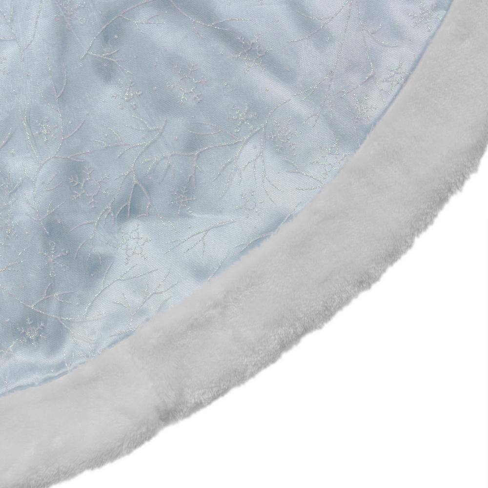 48 in. Sheer Blue Organza with Glitter Christmas Tree Skirt - Hercitys