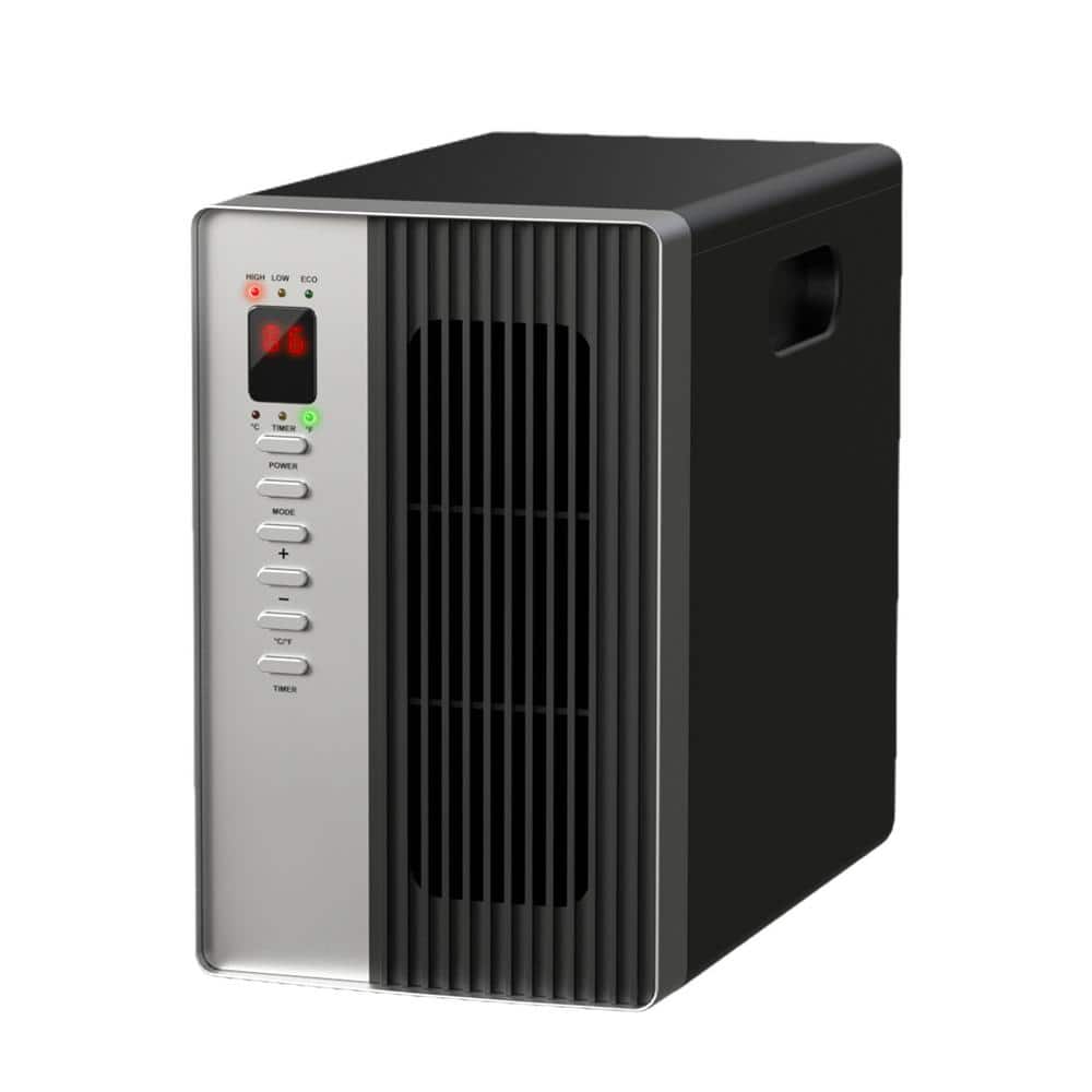 1500W 7.48 in. Electric Black Compact 3 Infraresd Tubes Space Quartz Heater with Overheat Convection - Hercitys