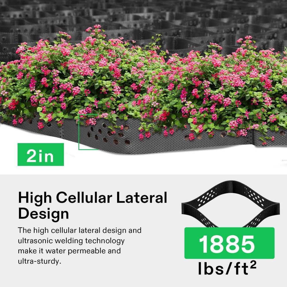 108 in. x 204 in. Rectangular 2 in. Depth Plastic HDPE Geo Cell Ground Grid Paver (1885 lbs./sq. ft.） - Hercitys