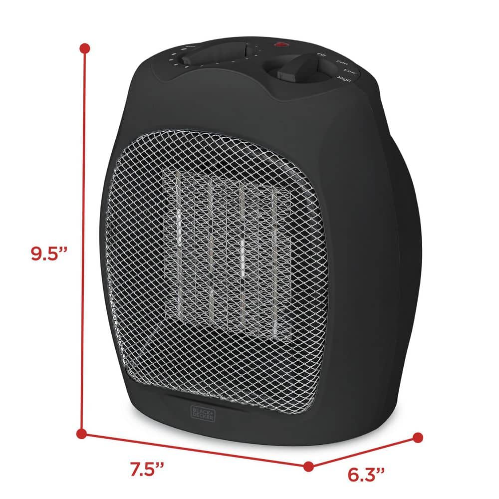 1500-Watt Black Desktop Electric Ceramic Space Heater - Hercitys