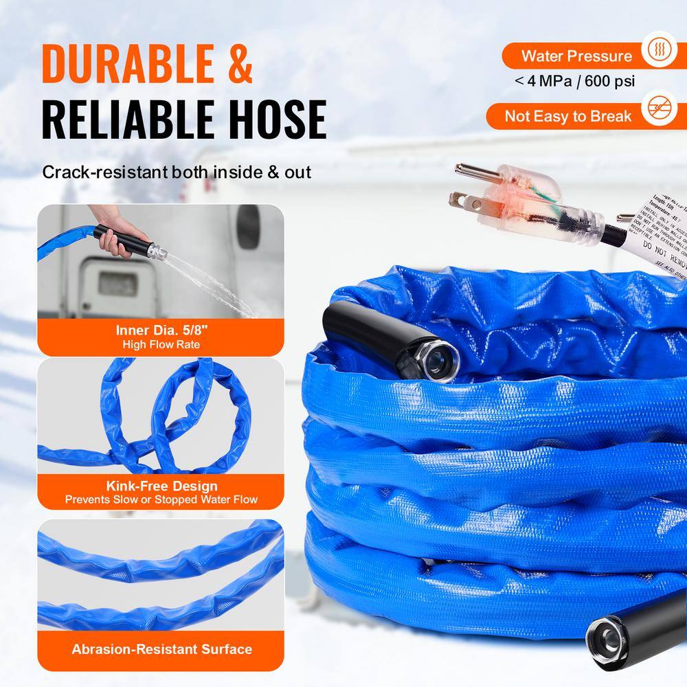 25 ft. Heated Water Hose for RV, Heated Drinking Water Hose with Corrugated Cover Antifreeze to-45°F, Automatic - Hercitys