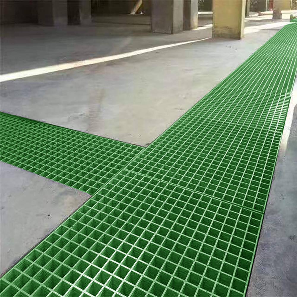 2 ft. x 2 ft. x 1 in. Fiberglass Molded Grating, 1.5 in. x 1.5 in. x 1 in., Green - Hercitys