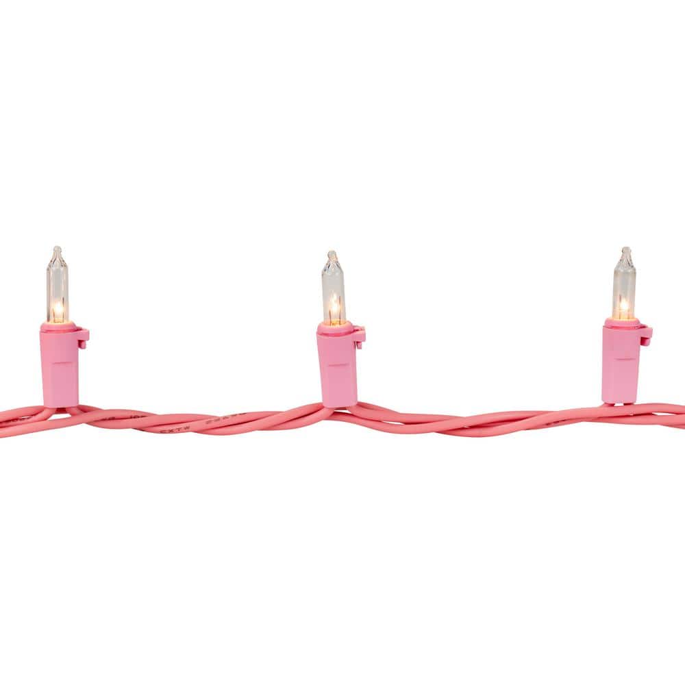 50-Count Clear Mini Christmas Light Set – 10 ft. Pink Wire - Hercitys