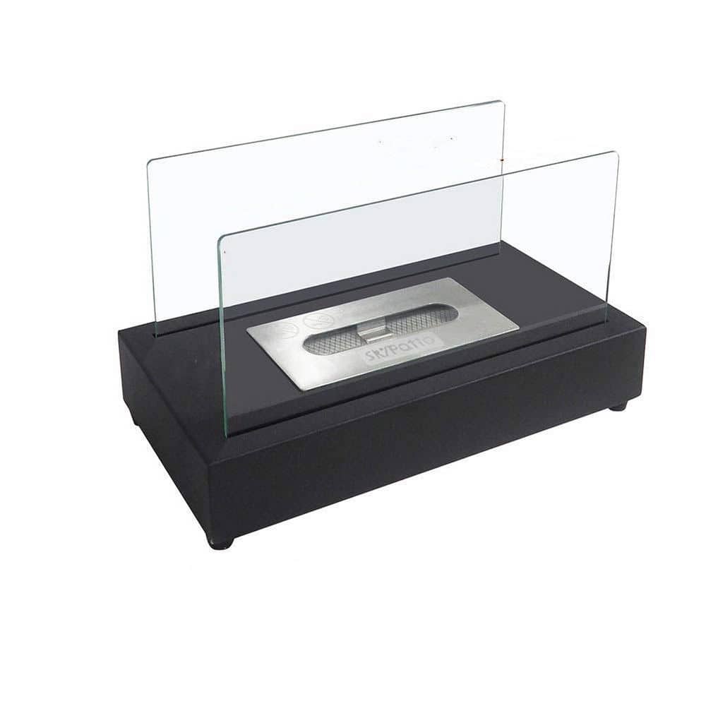 13.98 in. W x 8 in. H Outdoor Portable Smokeless Bio Ethanol Black Fireplace with Realistic Burning - Hercitys