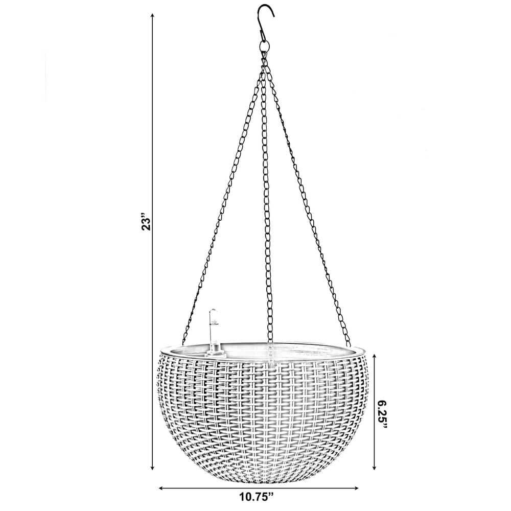 10 in. Self Watering Bronze Plastic Hanging Basket Flower Planter - Hercitys
