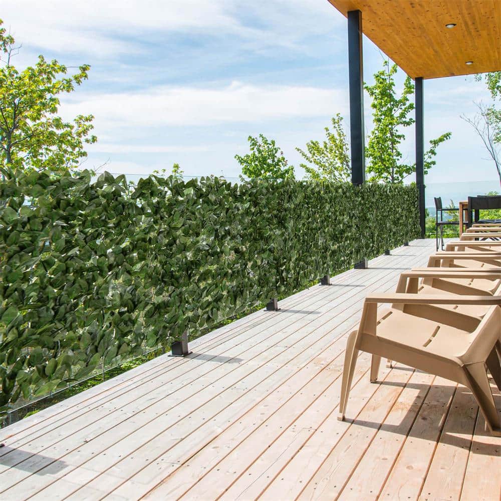 40 in. Fabric Artificial Lily Leaf Privacy Garden Fence - Hercitys