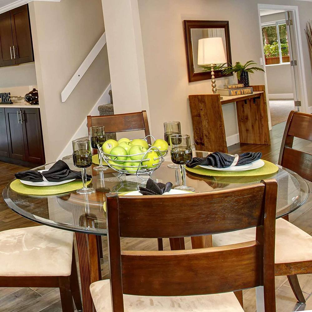 17 in. Clear Round Glass Table Top, 3/8 in. Thickness Tempered Beveled Edge Polished - Hercitys