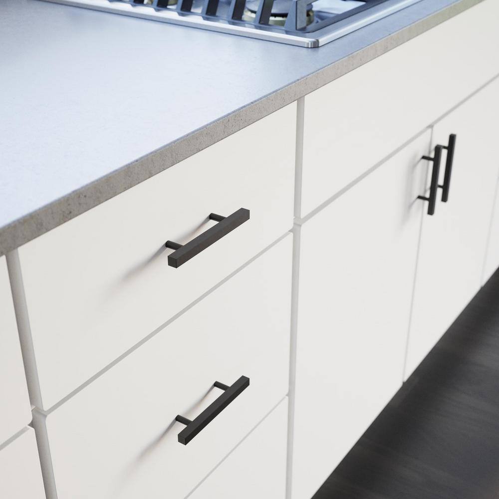 10-Pack Simple Square Bar 3 in. (76 mm) Modern Matte Black Cabinet Drawer Pulls - Hercitys
