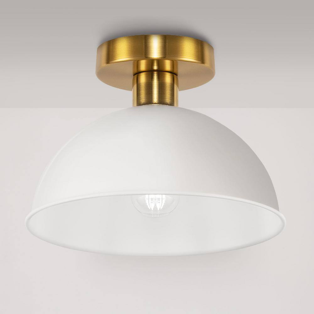 1-Light White Semi-Flush Mount for Entryway, E26 Base, No Bulbs Included (2-Pack) - Hercitys