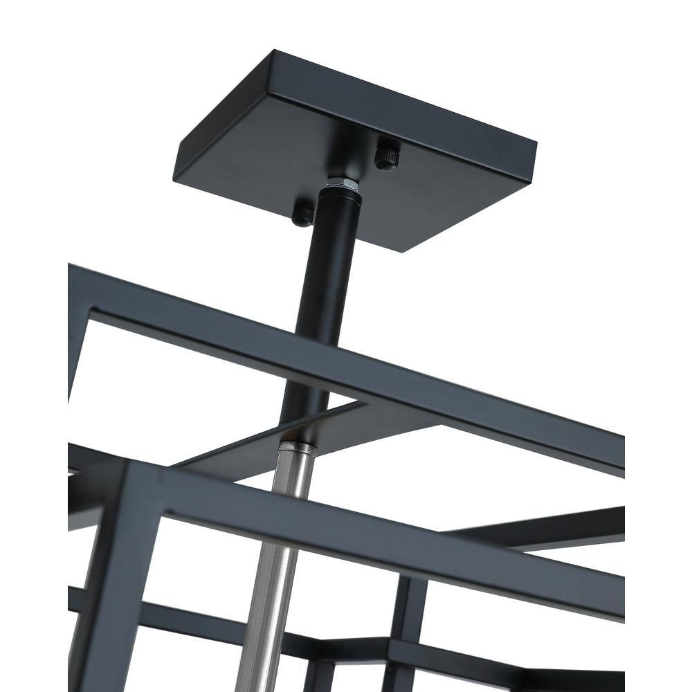 18.1 in. 4-Light Black Industrial Farmhouse Semi Flush Mount Ceiling Light - Hercitys