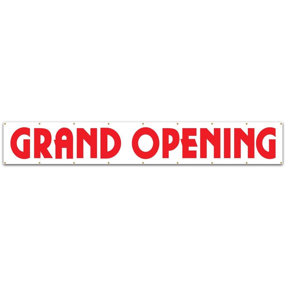 20 ft. x 3 ft. Red on White Vinyl Grand Opening Banner - Hercitys