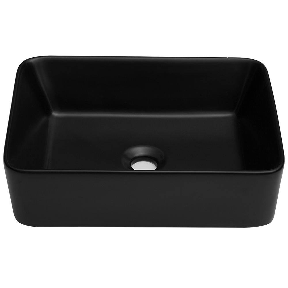 19 in. Framhouse Single Bowl in Black Ceramic Rectangular Vessel Bathroom, Modern 19 in. x 15 in. Framhouse Kitchen Sink - Hercitys