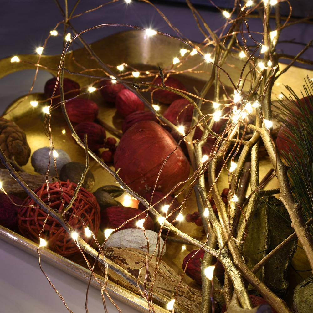 100 LED Bulbs Warm White Copper Multi-Strand Fairy String Lights Battery Operated (Set of 2) - Hercitys