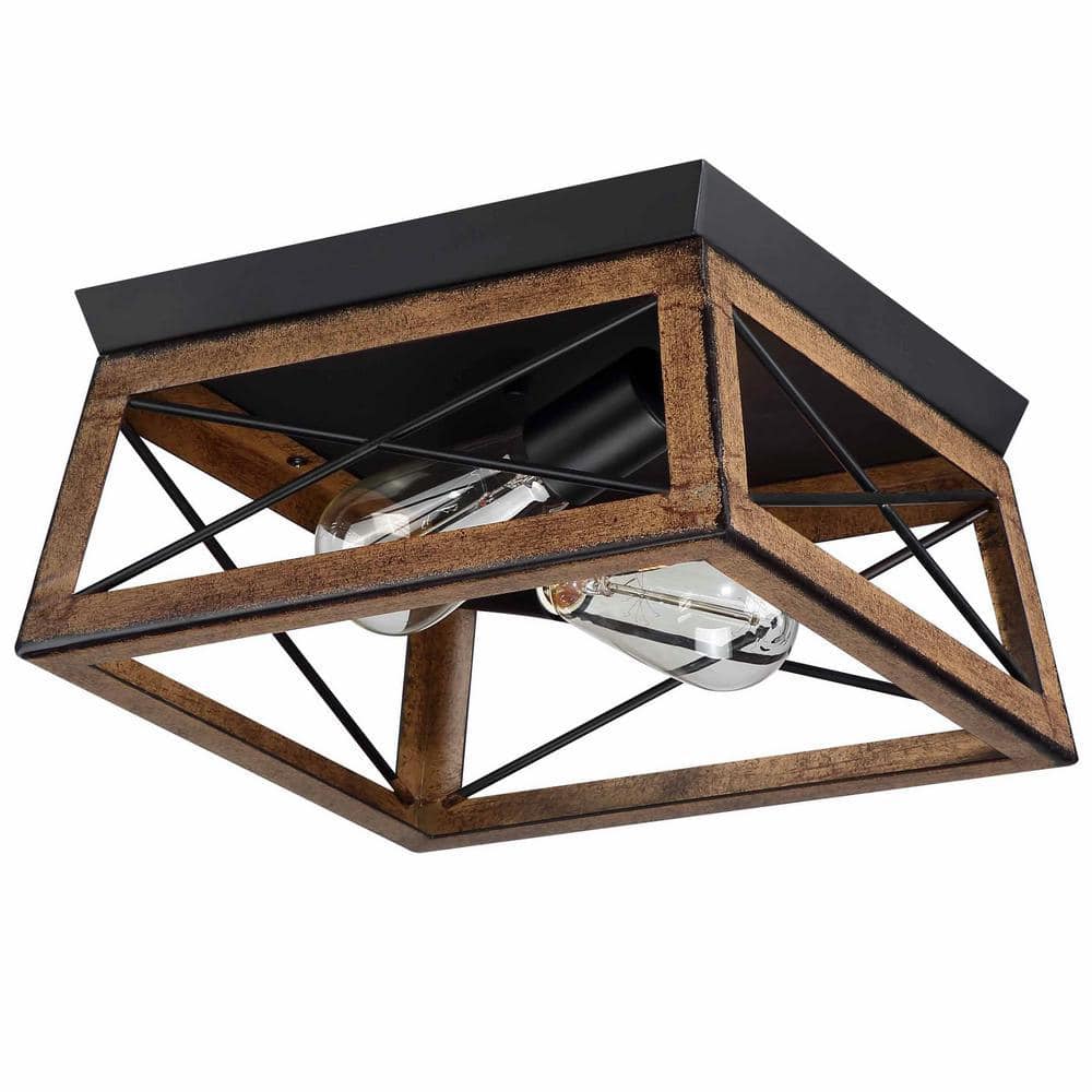 12 in. 2-Lights Bronze Ceiling Smart Flush Mount (1-Pack) - Hercitys