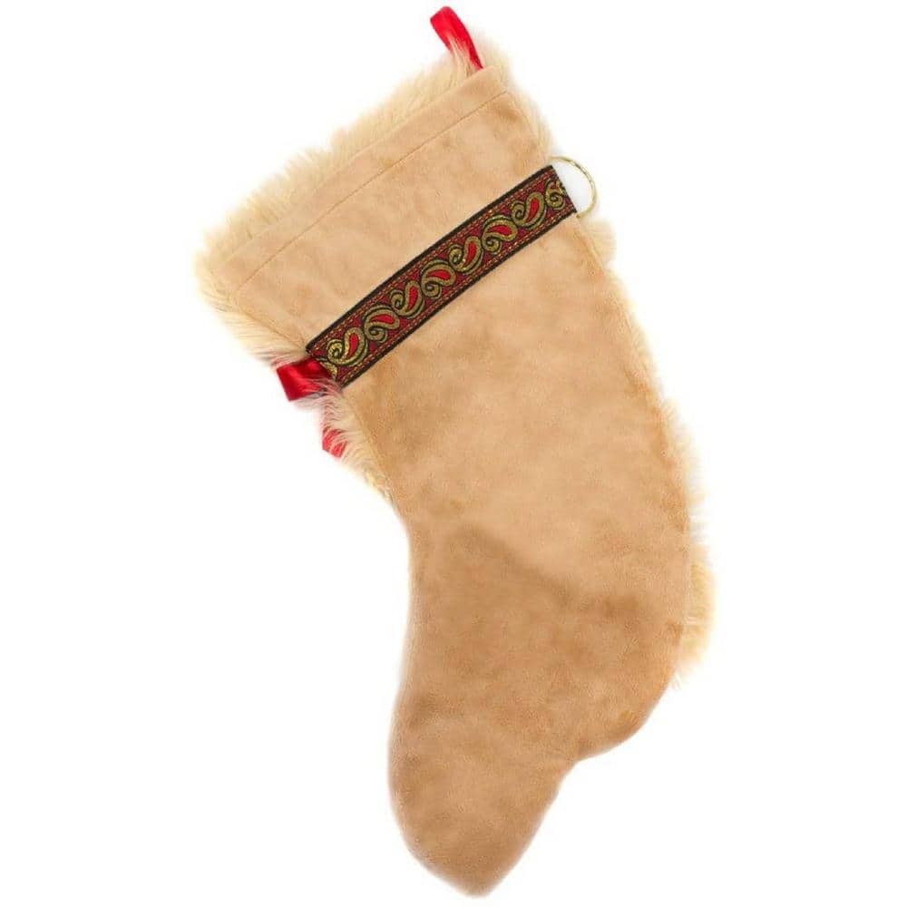 22 in. Golden Retriever Dog Faux Fur Christmas Stocking - Hercitys