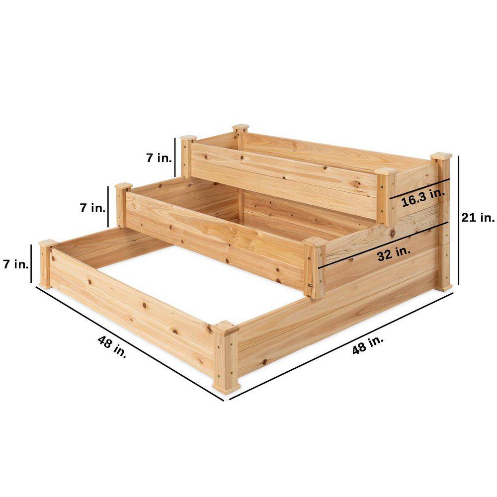 48 in. L x 48 in. W x 21 in. H Stackable Natural Wood Raised Garden Bed - Hercitys