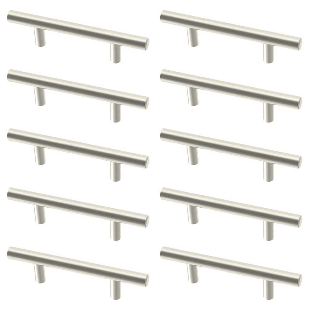 10-Pack Solid Bar 3 in. (76 mm) Modern Cabinet Drawer Pulls in Stainless Steel - Hercitys
