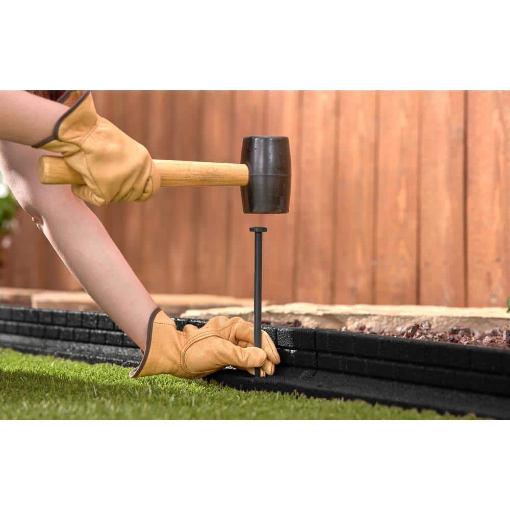 48 in. x 3 in. x 3 in. Black Brickface Rubber Landscape Edging - Hercitys